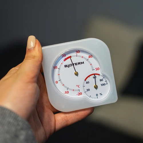Indendørs bimetal termometer med hygrometer (-20 til +50°C), hvid - 8