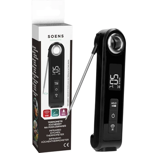 Infrarødt køkkentermometer, kompakt, med foldbar sonde - 10