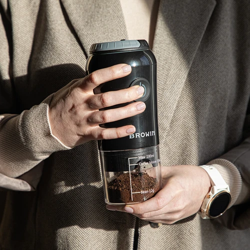 Kaffekværn - elektrisk, kværn, med brygger og kop - 15