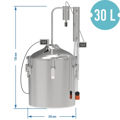 Klassisk Convex destillator 30 L - 1 opsamlingsbeholder - 8