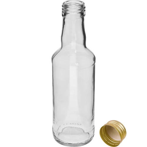 Klassisk spiritusflaske 200 ml, med guldfarvet skruelåg fi 28, 1 stk. - 2