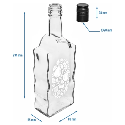 Klasztorna-flaske 500 ml med skruelåg og tryk »Frugter« mønster 1 - 5