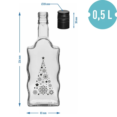 Klasztorna-flaske 500 ml med skruelåg, tryk 'Juletræ', 1 stk. - 5