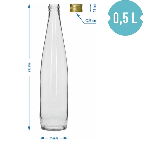 Klubowa-flaske 500 ml med gyldent skruelåg, sæt med 6 stk. - 7