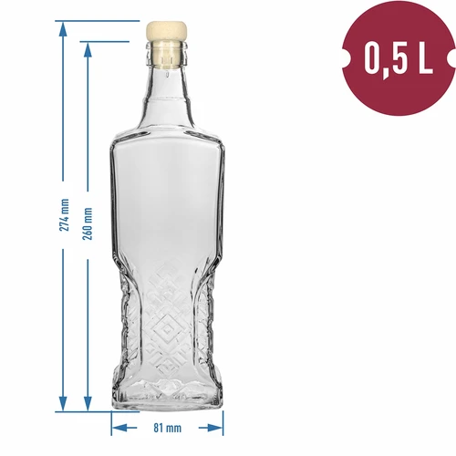 Kredensowa 500 ml flaske med korkprop - 5