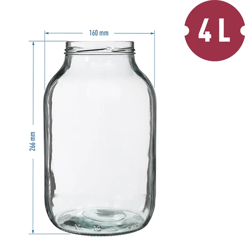 Krukke 4 L, farvet låg + gaffel eller tang - 5