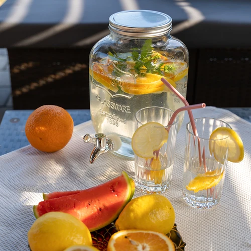 Krukke til limonade, med hane - glas, 4 L - 6