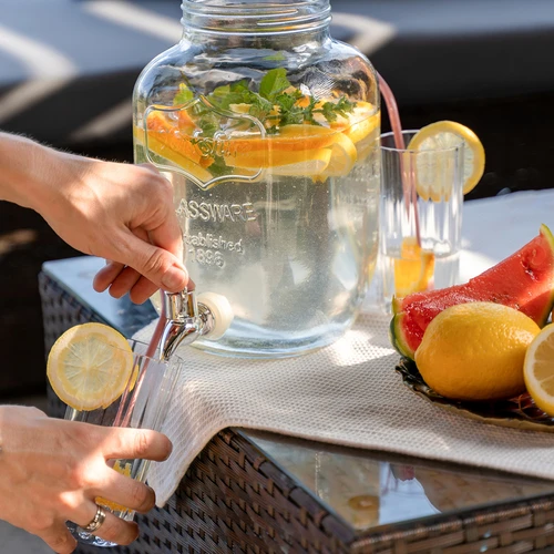 Krukke til limonade, med hane - glas, 4 L - 7