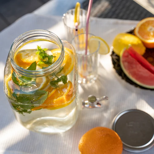 Krukke til limonade, med hane - glas, 4 L - 8