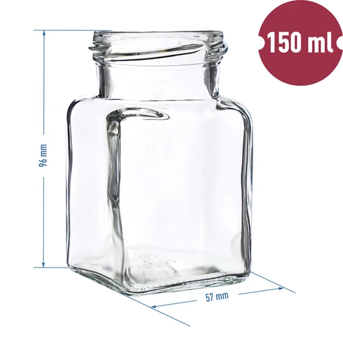 Krukke TO 150 ml Fire hjørner fi 53 låg - 6 stk. - 5