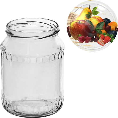Krukke TO 720 ml med farvet låg fi 82/6 - 6 stk. - 9