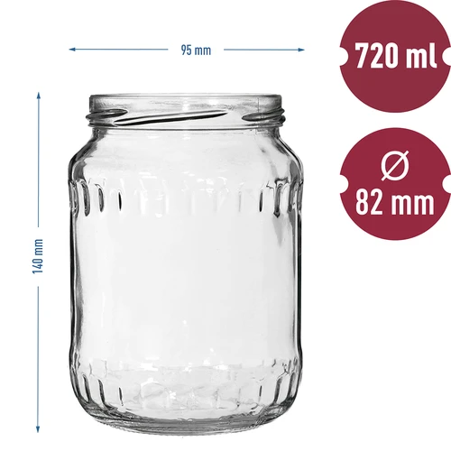 Krukke TO 720 ml med farvet låg fi 82/6 - 6 stk. - 6