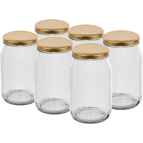 Krukke TO 900 ml med gyldent låg fi 82/6 - 6 stk.