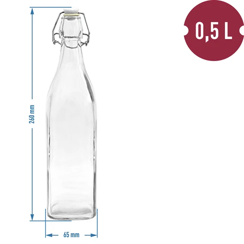 Kvadratflaske med hermetisk lukning 0,5 L - 2