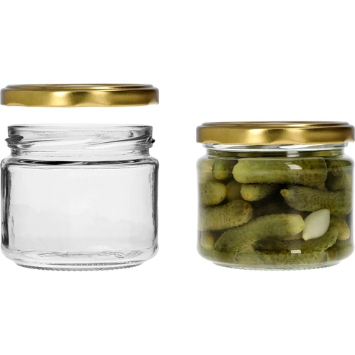Lav krukke 330ml - med gyldent låg fi 82/6, 6 stk. - 5