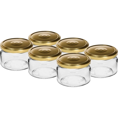 Lavt glas 200ml - med gyldent låg fi 82/6, 6 stk.