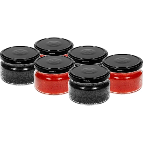 Lavt glas 200ml - med sort låg fi 82/6, 6 stk. - 3