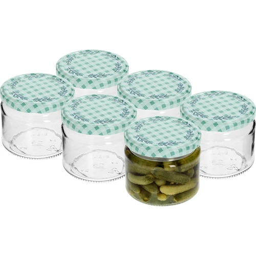 Lavt glas 330ml - med farvet låg fi 82/6, 6 stk. - 2