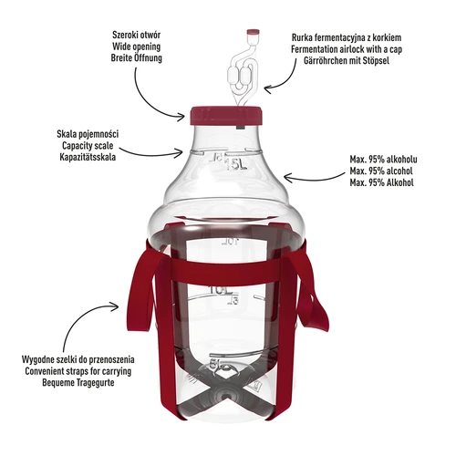 Let, brudsikker vinballon med seler, 15 L - 4