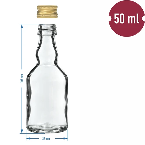 Lille Flaske 50 ml med låg - 10 stk. - 6