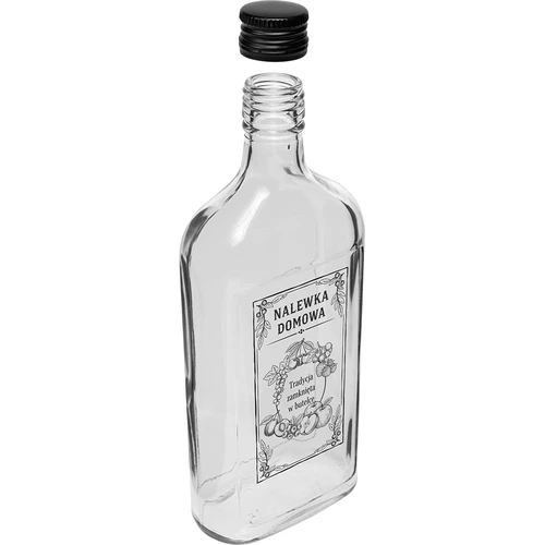 Flad glasflaske 500 ml med skruelåg, tryk „Nalewka domowa”, 1 stk. - 3