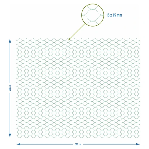 Net til beskyttelse mod fugle, grøn, 4 m x 5m - 7