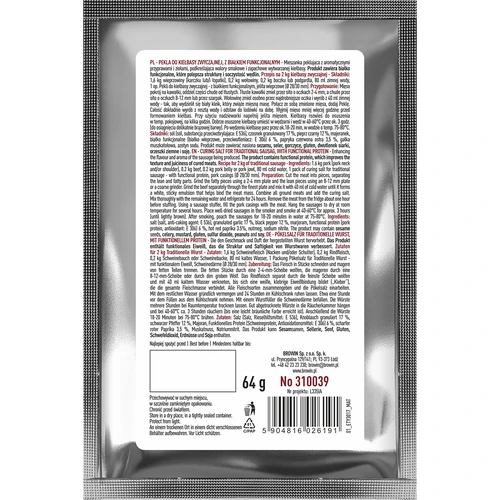 Peklosól - Pekelblanding til kiełbasa zwyczajna, med funktionelt protein, 64 g - 2