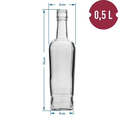 Princippet Flaske 500 ml med låg, 6 stk. - 6