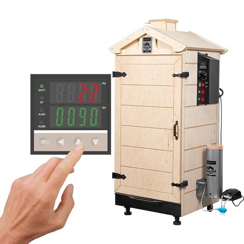 Rammeløs røgeovn dragON PLYWOOD NATURE med digital styring, 200 L