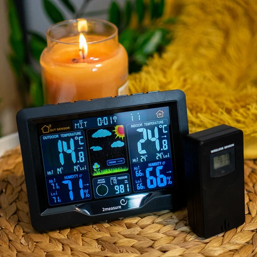 RCC vejrstation, DCF – elektronisk, oplyst, trådløs, sensor, sort - 13