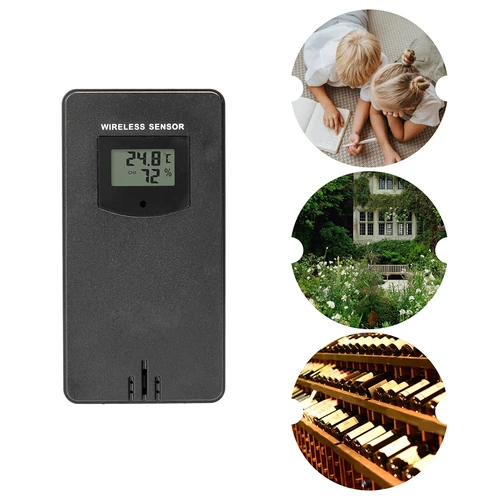 RCC vejrstation, DCF – elektronisk, oplyst, trådløs, sensor, sort - 20