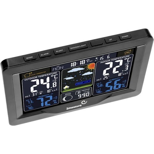 RCC vejrstation, DCF – elektronisk, oplyst, trådløs, sensor, sort - 5