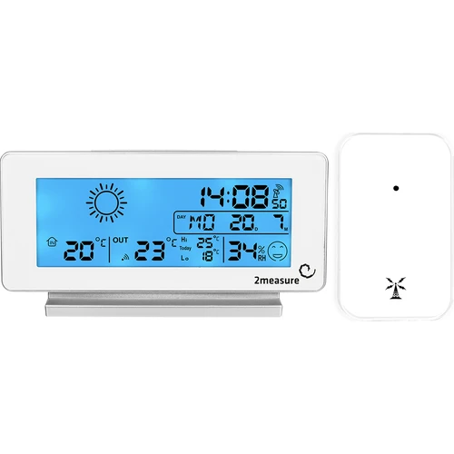 RCC vejrstation, DCF – elektronisk, trådløs, oplyst sensor, hvid