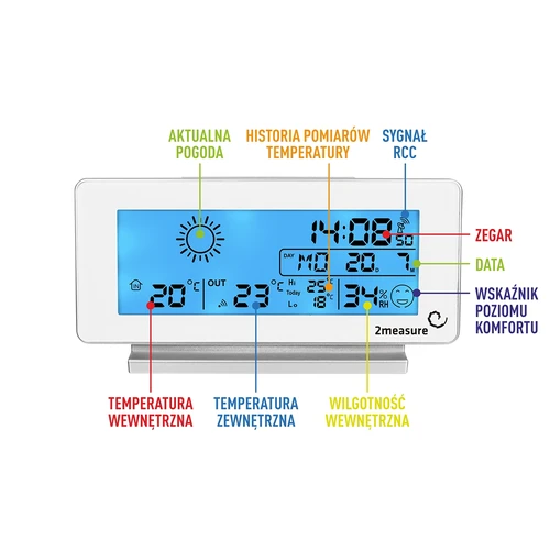 RCC vejrstation, DCF – elektronisk, trådløs, oplyst sensor, hvid - 7