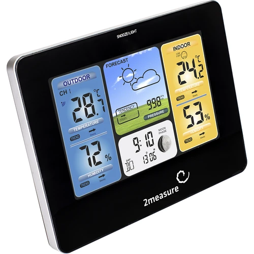 RCC vejrstation – elektronisk, oplyst, trådløs, sensor, sort - 6