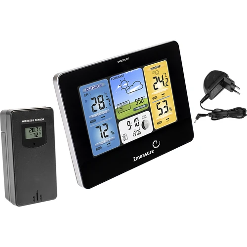 RCC vejrstation – elektronisk, oplyst, trådløs, sensor, sort