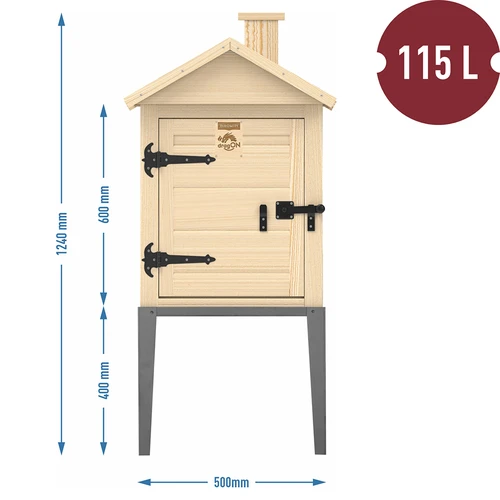 Røgekammer i grantræ, 115L, med base i rustfrit stål - 3