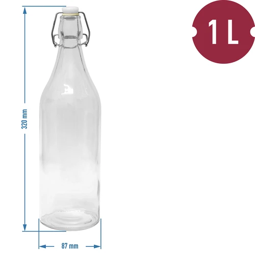 Rund flaske med hermetisk lukning 1L - 2