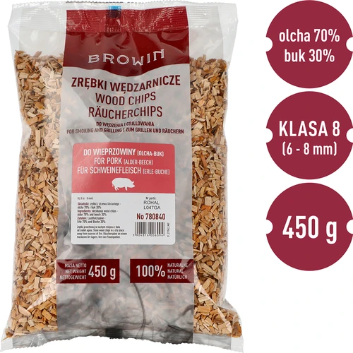 Ryge-/grillflis, 70% elletræ + 30% bøg, 450 g, kl. 8 - 3