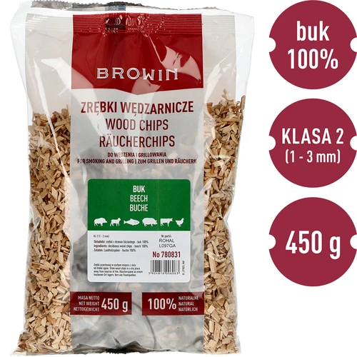 Rygeflis til røgning og grill, bøg, 450 g, klasse 2 - 3