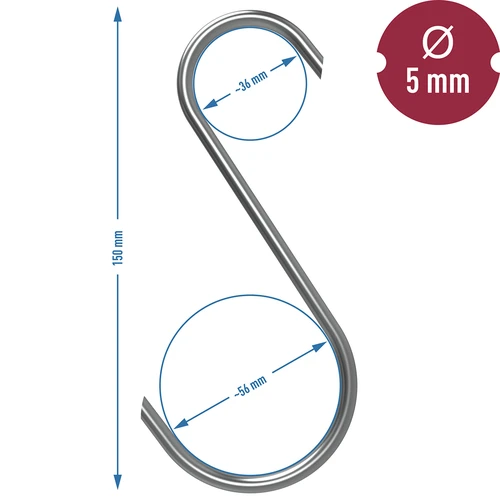 S-kroge til røgning – spids skåret i 45°, 5 mm x 150 mm, 5 stk. - 7