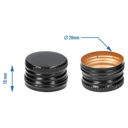 Skruelåg til flasker fi 28/18 mm - sort, 8 stk. - 4