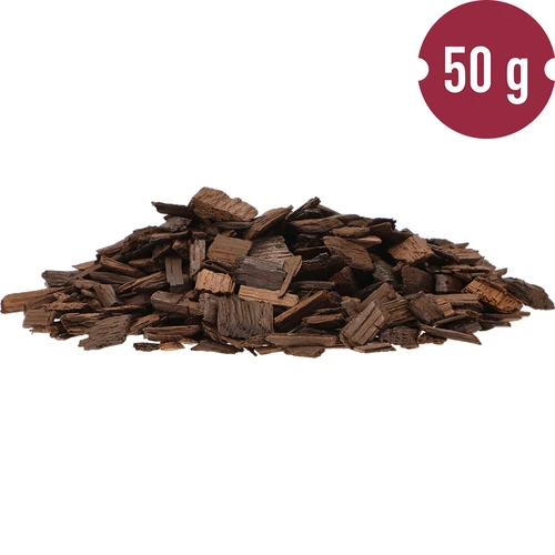 Stærkt ristede egetræ flager til aromatisering af alkohol (whisky, bourbon, brandy, cognac, øl), 50 g - 4