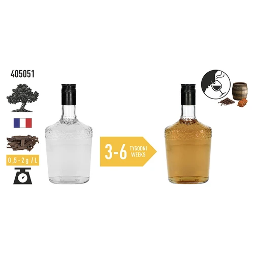 Stærkt ristede egetræ flager til aromatisering af alkohol (whisky, bourbon, brandy, cognac, øl), 50 g - 6