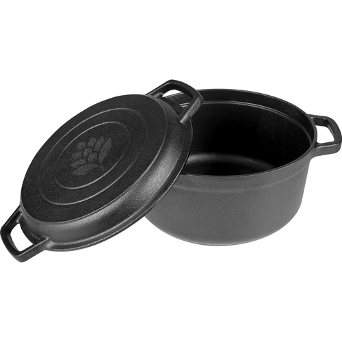 Støbejernsgryde med pande, 3,5 L - 3