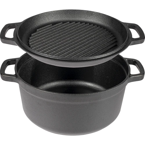 Støbejernsgryde med pande, 3,5 L