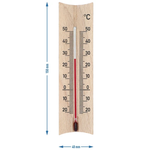 Trærumtermometer (-20 til +50°C), lys brun, 15 cm - 5