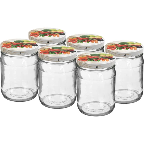 Twist-off krukke 500 ml med farverigt låg fi82/6 - 6 stk.