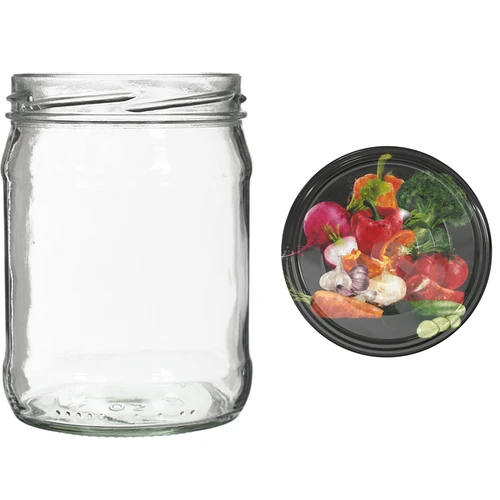 Twist-off krukke 500 ml med farverigt låg fi82/6 - 6 stk. - 6