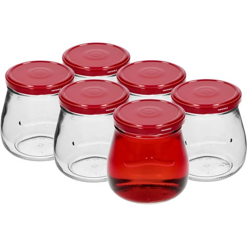Twist-off krukke 500ml "Omvendt Amfora" med bordeaux låg fi 82/6, 6 stk. - 2